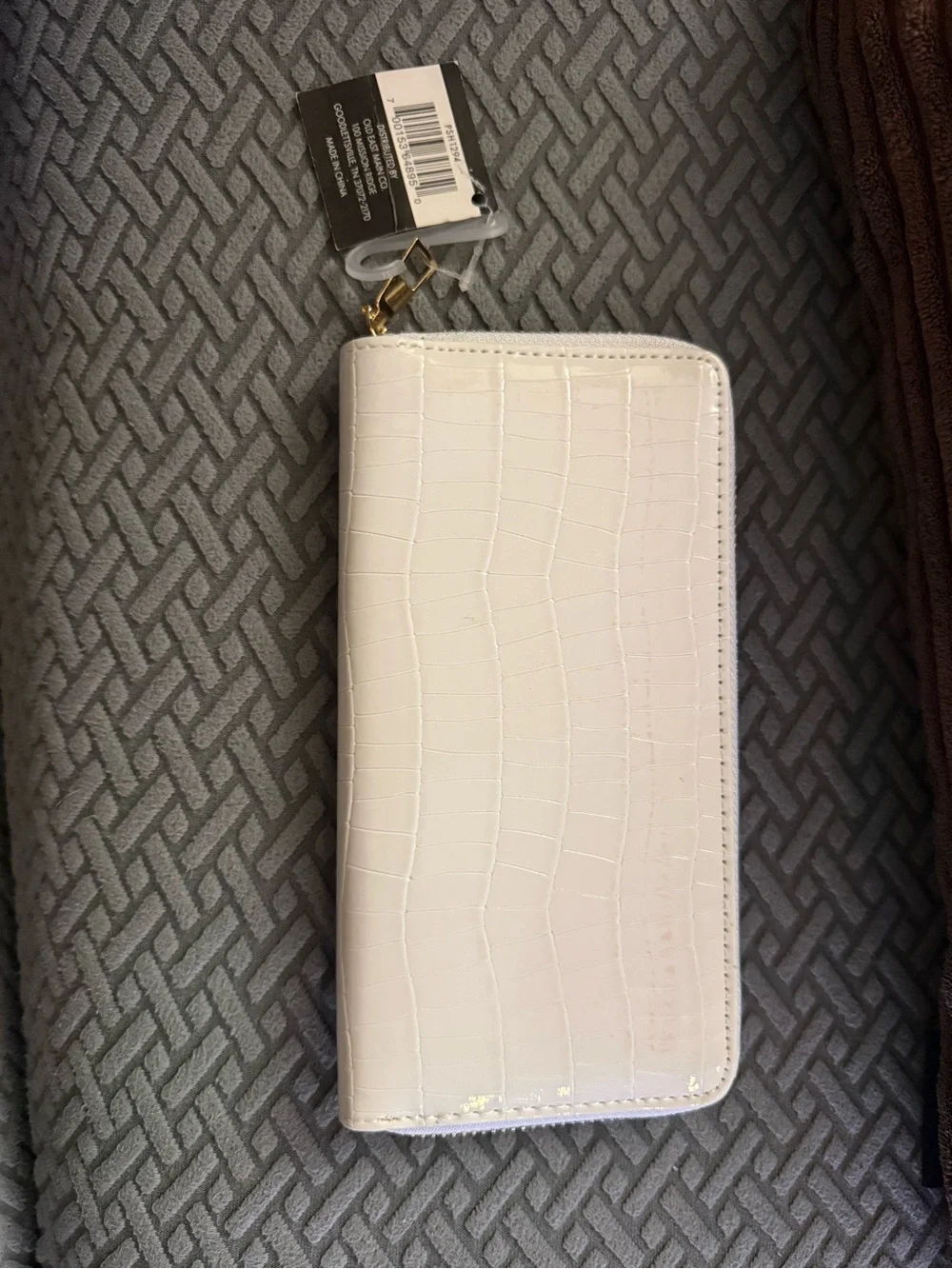 White Croc-Embossed Zip Wallet - Womens Accessories